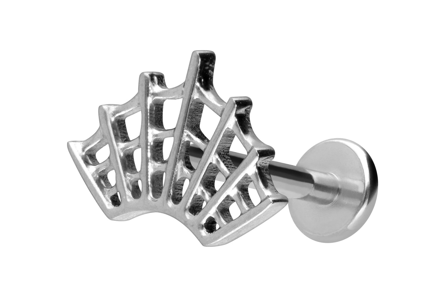 Titan Labret Piercing mit Innengewinde SPINNENNETZ